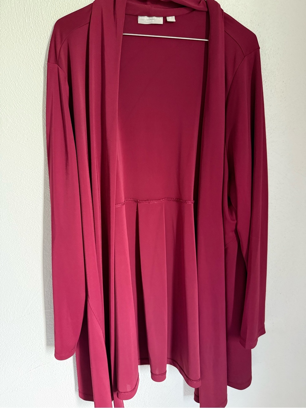 Susan Graver Deep Raspberry Open Cardigan